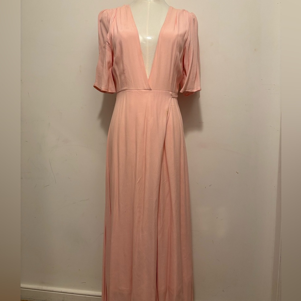 Forever 21 Pink Flutter Sleeve Midi Gown